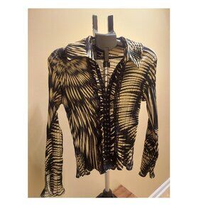 DRESS-U By Sharon Y2K Lace Up Crinkle Blouse Size M Med 90s